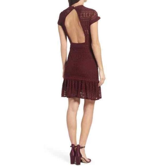 Foxiedox Ellie Lace Open Back Cocktail Dress in Red Wine Size Small - Picture 3 of 10